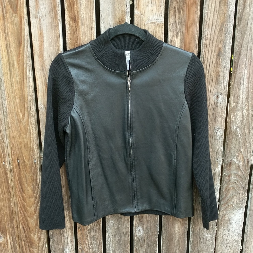 Pendleton Small Petite Jacket Blazer Black Leather - image 1